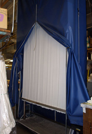 One of our 2 15ft. Drapery pleating and steaming machine towers.